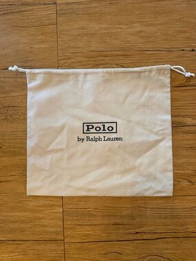 Authentic Polo Ralph Lauren dust bag in a neutral canvas with black logo detail